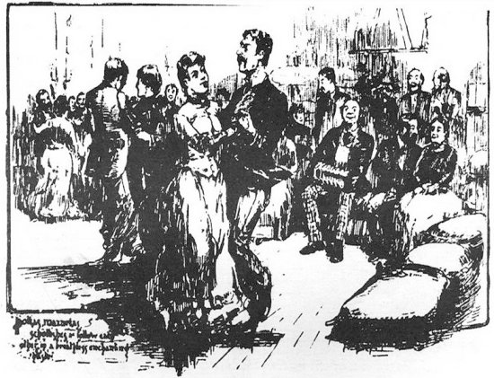 A wool shed dance in Australia, 1889.